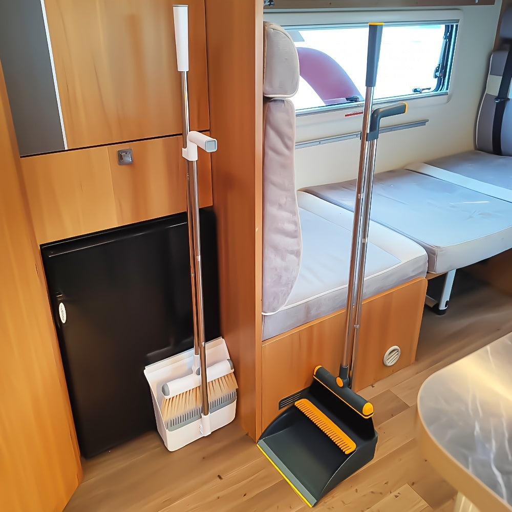 1set, Broom Dustpan Set Combination, Thickened Rotatable Foldable Stainless Steel Rod Strong And Durable Soft Hair Sweeping Broom Plastic, Cleaning Supplies for Indoor Halloween And Christmas Deep Clean