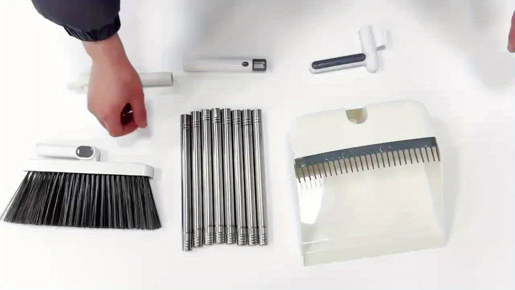 A Brand New Set of 2 Includes a 3-In-1 Broom And Dustpan That Can Rotate And Fold. This Household Broom Is Enlarged And Thickened, Perfect for Cleaning Pet Hair in The Living Room Or Bedroom. It Features a Non-Stick