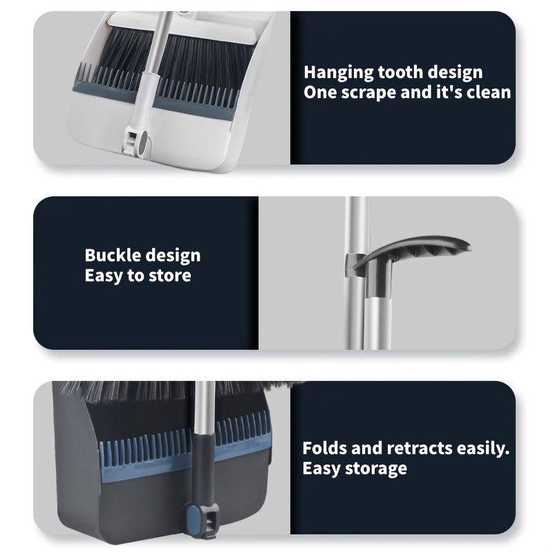 A Brand New Set of 2 Includes a 3-In-1 Broom And Dustpan That Can Rotate And Fold. This Household Broom Is Enlarged And Thickened, Perfect for Cleaning Pet Hair in The Living Room Or Bedroom. It Features a Non-Stick