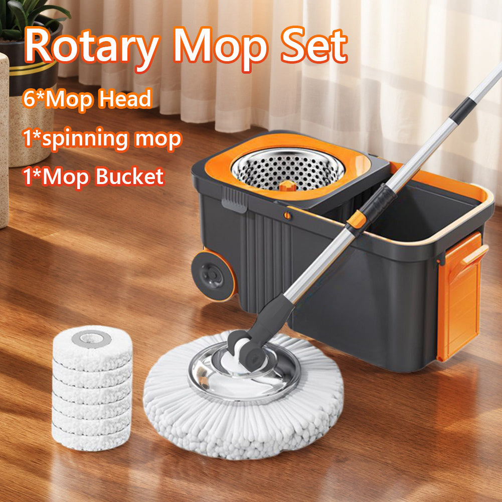 360 Spinning Floor Cleaning System with 6 Replacement Refills Extended Handle - Household Cleaning Automatic Spin Mop Hand-Free Automatic Dehydration Mop for Household Floor Cleaning