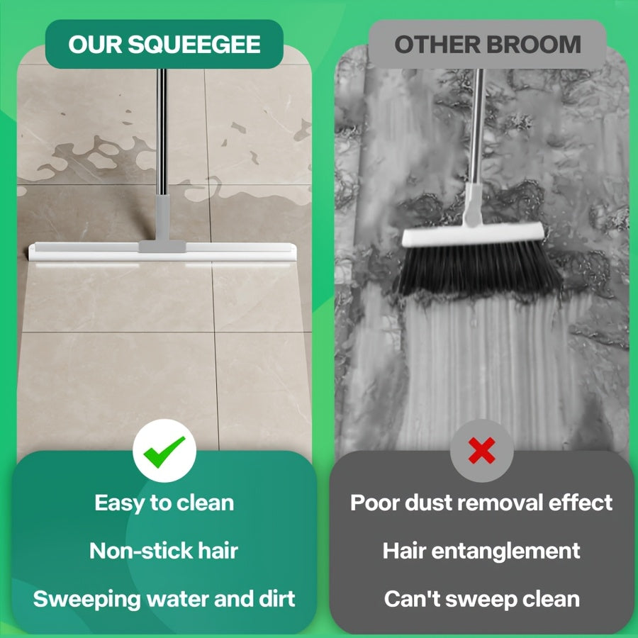 Multi-Function Magic Broom, CHA HUA Silicone Floor Scraper with Handle, Ideal for Household Floor Cleaning, Bathrooms, Windows, And Stain Removal. Cleans Stains, Wipes Windows, And Removes Water, Dust, And Pet Hair.
